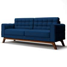 Sofá 180 cm 3 Lugares Sandero B-304 Veludo Azul Marinho - Domi
