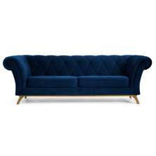 Sofá 180cm 3 Lugares Base Madeira Império B-304 Veludo Azul Marinho - Domi