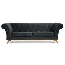 Sofá 180cm 3 Lugares Base Madeira Império B-317 Veludo Cinza - Domi