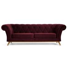 Sofá 230cm 3 Lugares Base Madeira Império B-278 Veludo Marsala - Domi