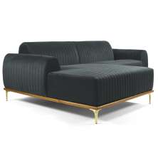 Sofá 230cm 4 Lugares com Chaise Esquerdo Pés Gold Molino B-317 Veludo Cinza - Domi