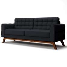 Sofá 260 cm 4 Lugares Sandero B-300 Veludo Preto - Domi