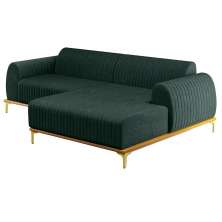Sofá 265cm 4 Lugares com Chaise Direito Pés Gold Molino C-117 Linho Verde - Domi