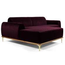 Sofá 265cm 4 Lugares com Chaise Esquerdo Pés Gold Molino B-292 Veludo Uva - Domi