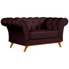 Sofá para Sala de Estar 150cm 1 Lugar Base Madeira Império B-292 Veludo Vinho - Domi