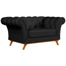 Sofá para Sala de Estar 150cm 1 Lugar Base Madeira Império B-300 Veludo Preto - Domi