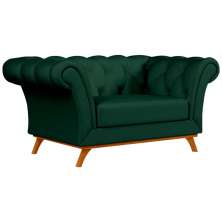 Sofá para Sala de Estar 150cm 1 Lugar Base Madeira Império B-303 Veludo Verde Musgo - Domi