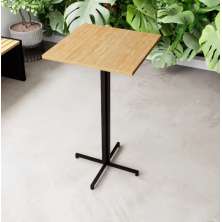 Mesa Alta Bar Bistrô Quadrada 100x50cm Preta Tampo Pinus Industrial