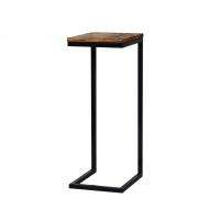 Mesa de Apoio Lateral Sofá Industrial 65cm Preta Madeira Imbuia