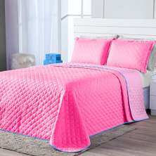 Kit Cobre Leito Dual Color Pink/Rosa Queen 03 Peças - Dupla Face