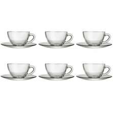 Conjunto 6 Xícaras De Vidro Com Pires 170ml Jogo Transparente Café E Chá Duralex