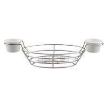 Cesta com 2 Molheiras Fry Prata e Branca