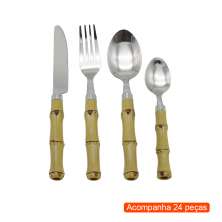 Faqueiro com 24 Peças Bambu Marrom Claro