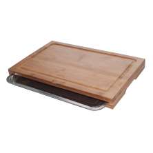 Tábua para Corte com Bandeja Bambu Marrom e Prata 48 cm