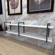 Aparador industrial aço cor preto 180x30x40cm (C)x(L)x(A) cor mdf branco modelo ind39bapr