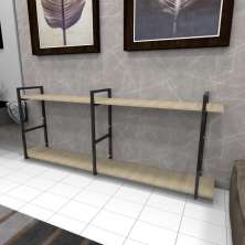 Aparador industrial aço preto 180x30x68cm amad. claro ind37acapr