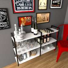 Aparador industrial sala barzinho branco bar adega moderno suspenso madeira buffet