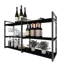 Aparador industrial sala barzinho preto bar adega moderno suspenso madeira buffet