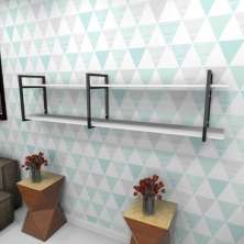 Estante estilo industrial sala aço cor preto 180x30x40cm (C)x(L)x(A) cor mdf branco modelo ind39bsl