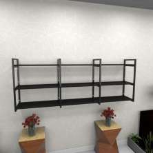 Estante estilo industrial sala aço cor preto 180x30x68cm (C)x(L)x(A) cor mdf preto modelo ind35psl