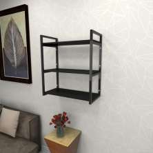 Estante estilo industrial sala aço cor preto 60x30x68cm (C)x(L)x(A) cor mdf preto modelo ind25psl
