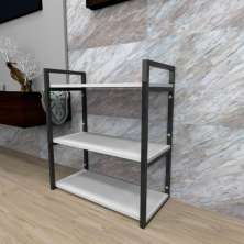 Estante industrial aço cor preto 60x30x68cm (C)x(L)x(A) cor mdf branco modelo ind25best