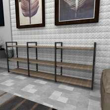 Estante industrial aço preto 180x30x68cm amadeirado ind35aeest