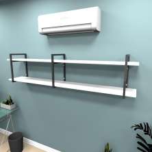 Estante industrial escritório aço cor preto 180x30x40cm (C)x(L)x(A) cor mdf branco modelo ind39bes