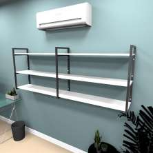 Estante industrial escritório aço cor preto 180x30x68cm (C)x(L)x(A) cor mdf branco modelo ind32bes