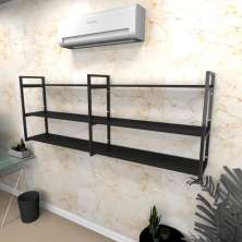 Estante industrial escritório aço cor preto 180x30x68cm (C)x(L)x(A) cor mdf preto modelo ind32pes
