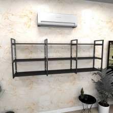 Estante industrial escritório aço cor preto 180x30x68cm (C)x(L)x(A) cor mdf preto modelo ind35pes