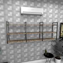 Estante industrial escritório aço preto 180x30x68cm amadeirado ind35aees