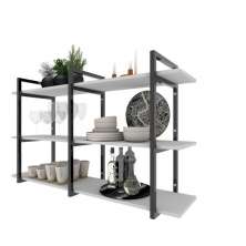 Estante industrial nichos cozinha branco off white suporte industrial suspensa