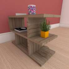 Mesa de cabeceira slim com prateleira em mdf amadeirado