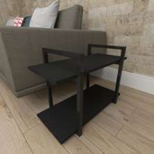 Mesa lateral sofá industrial aço cor preto prateleiras 30 cm cor preto modelo ind02pml