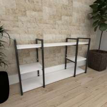 Mini Estante industrial sala aço preto  30cm cor branca ind17beps