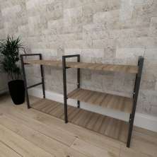 Mini estante industrial escritório preto 30cm amadeirado ind14aeep