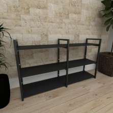Mini estante industrial para escritório aço cor preto prateleiras 30 cm cor preto modelo ind11pep