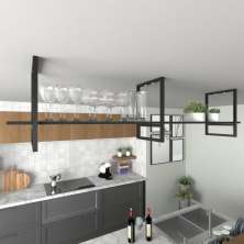 Prateleira Industrial Suspensa Teto Cozinha pratileira prateleira mdf nicho industrial nichos para cozinha nichos