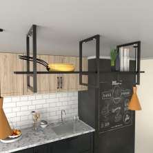 Prateleira Industrial Suspensa Teto Cozinha pratileira prateleira mdf nicho industrial nichos para cozinha prateleira