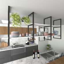 Prateleira Industrial Suspensa Teto Cozinha pratileira prateleira mdf nicho industrial nichos para cozinha suporte