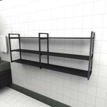 Prateleira industrial banheiro aço cor preto 180x30x68cm (C)x(L)x(A) cor mdf preto modelo ind32pb