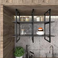 Prateleira industrial cozinha Prateleira de ferro e madeira nicho industrial nichos para cozinha suporte