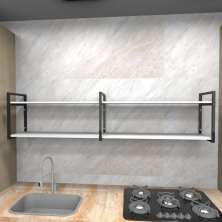 Prateleira industrial cozinha aço cor preto 180x30x40cm (C)x(L)x(A) cor mdf branco modelo ind40bc