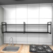 Prateleira industrial cozinha aço cor preto 180x30x40cm (C)x(L)x(A) cor mdf preto modelo ind40pc