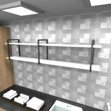 Prateleira industrial lavanderia aço cor preto 180x30x40cm CxLxA cor mdf branco modelo ind39blav