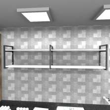 Prateleira industrial lavanderia aço cor preto 180x30x40cm CxLxA cor mdf branco modelo ind40blav