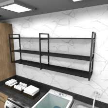 Prateleira industrial lavanderia aço cor preto 180x30x68cm CxLxA cor mdf preto modelo ind32plav