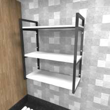 Prateleira industrial lavanderia aço cor preto 60x30x68cm CxLxA cor mdf branco modelo ind25blav
