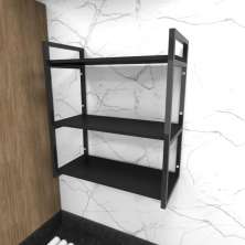 Prateleira industrial lavanderia aço cor preto 60x30x68cm CxLxA cor mdf preto modelo ind25plav